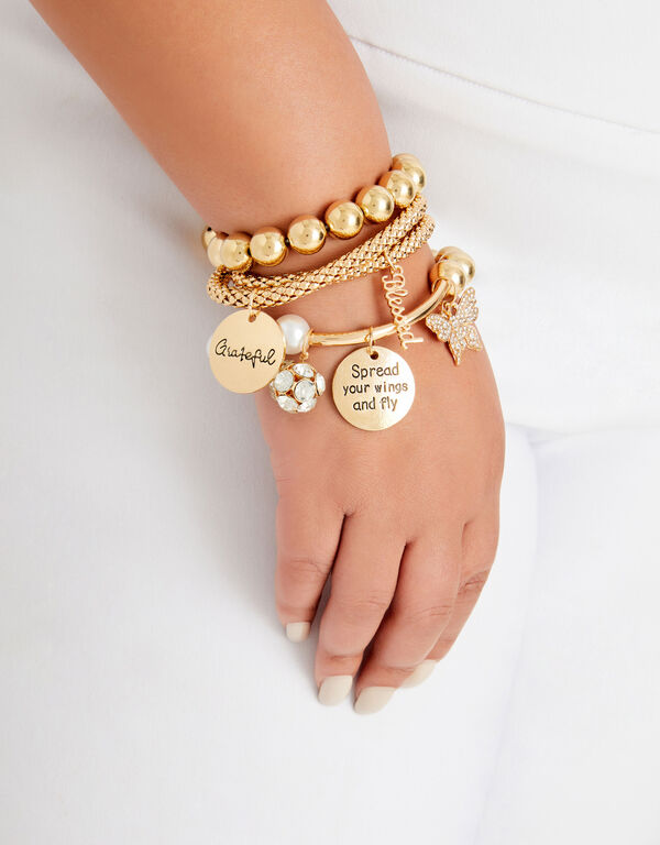 Gold Tone Blessed Charm Bracelets, Gold image number 0