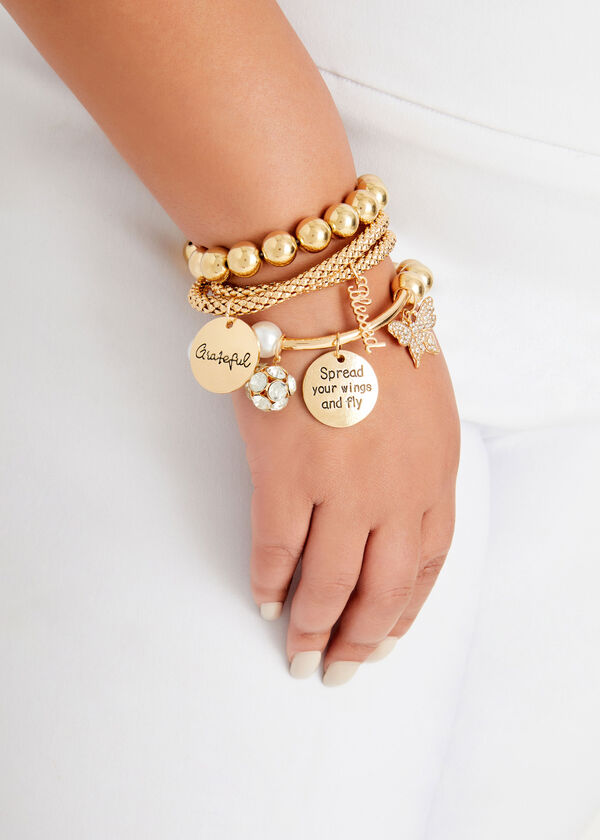 Gold Tone Blessed Charm Bracelets, Gold image number 0