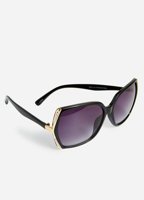 Rhinestone Oversize Sunglasses, Black image number 0