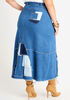 Patchwork Maxi Denim Skirt, Denim Blue image number 1