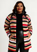 Stripe Hooded Open Front Cardigan, Barbados Cherry image number 0