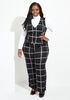 Plaid Knitted Wide Leg Pants, Black White image number 2