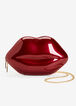 Patent Faux Leather Lips Chain Bag, Red image number 0
