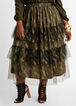 Camo Tiered High Waist Mesh Skirt, Military Olive image number 0