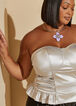 Strapless Ruched Satin Bustier Top, Silver image number 2