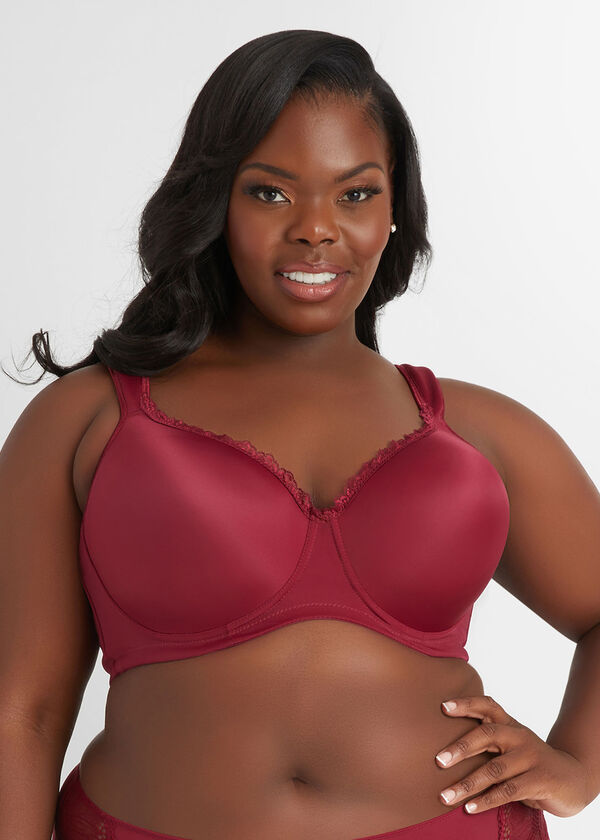 Lace Trim Full Coverage Butterfly Bra, Rhododendron image number 0