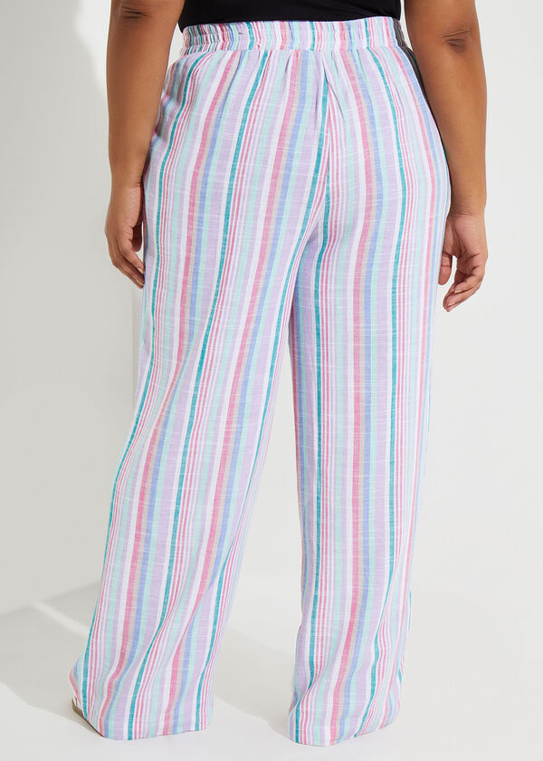 Striped Wide Leg Linen Blend Pants, Very Peri image number 1