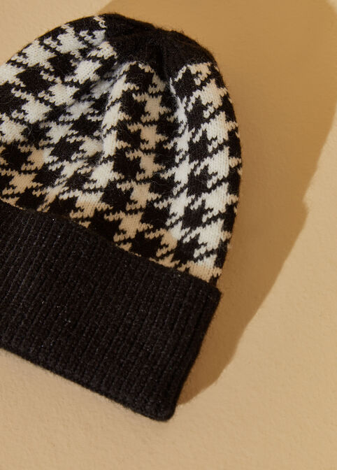 Houndstooth Knit Hat, Black Combo image number 3
