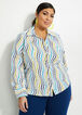 Diamond Striped Button-Up Top, White image number 0