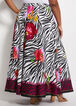Belted Floral Zebra Maxi Skirt, Raspberry Radiance image number 1