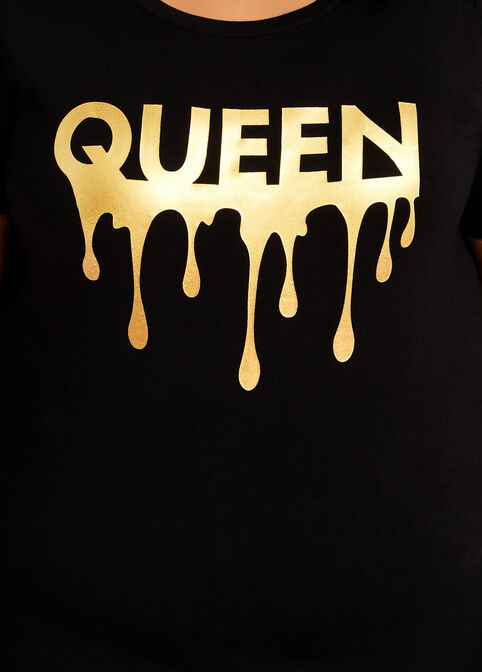 Queen Gold Drip Graphic Tee, Black image number 1