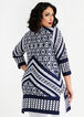 Abstract Bar Neck Keyhole Tunic, Navy image number 1