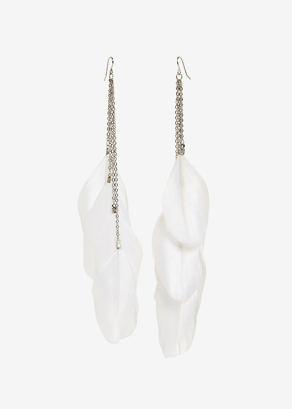 Feather Fringe Earrings, White image number 0