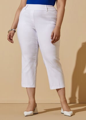 Pull On Stretch Twill Capris, White image number 0