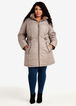 Faux Fur Lined Hooded Belted Coat, Tan image number 0