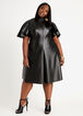 Faux Leather Flutter Sleeve Dress, Black image number 0