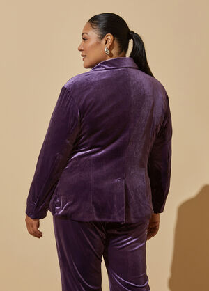 Satin Trimmed Velvet Blazer, Purple image number 1