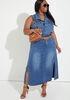 Side Split Denim Maxi Skirt, Medium Blue image number 3
