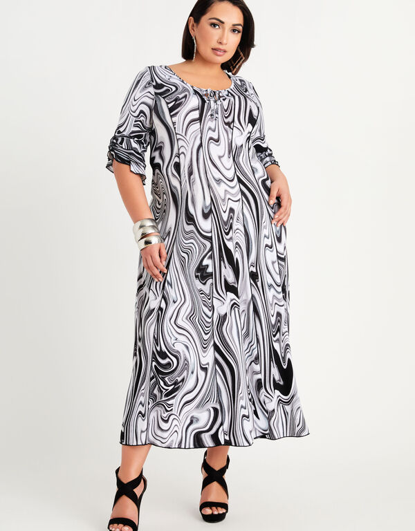Tall Marble Keyhole Seamed Maxi, Black White image number 0