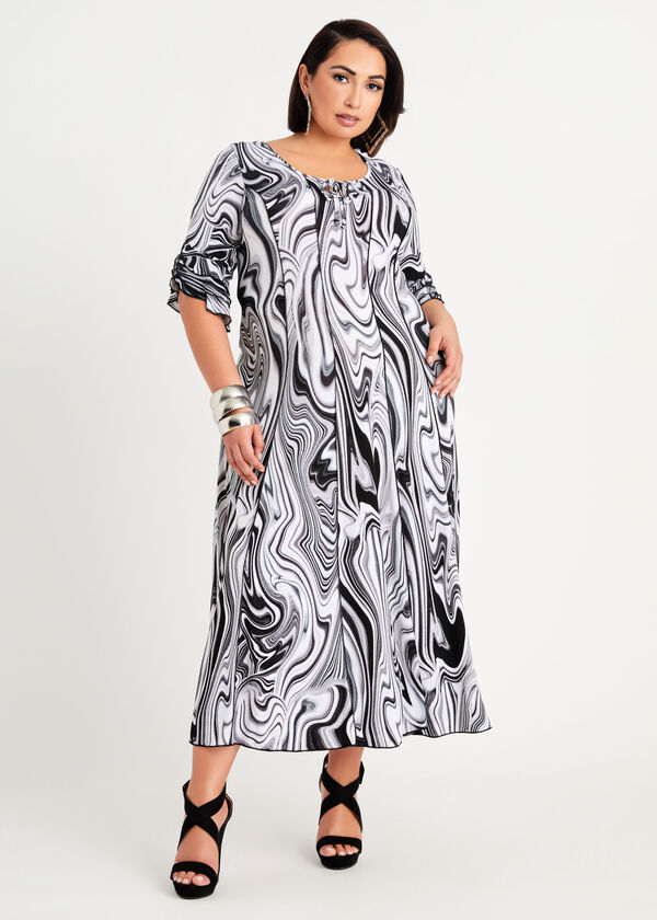Tall Marble Keyhole Seamed Maxi, Black White image number 0