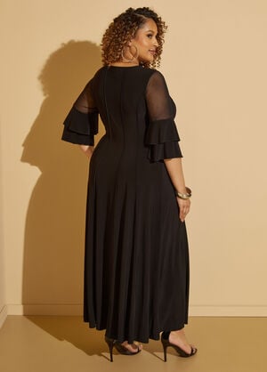Mesh Paneled Maxi Dress, Black image number 1