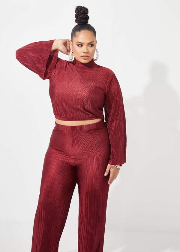 The Kylie Wide Leg Pants, Wine image number 0