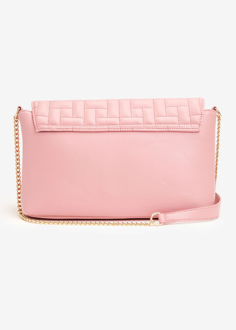 Pink Quilted Chain Shoulder Bag, Foxglove image number 1