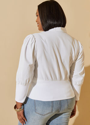 Paneled Cotton Blend Shirt, White image number 1