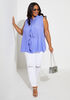 Ruffle Trimmed Tie Neck Top, Very Peri image number 0