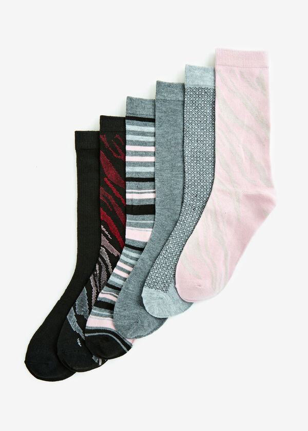 Nine West 6 Pack Mix Crew Socks, Black image number 0