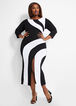 Colorblock Front Slit Maxi Dress, Black White image number 0