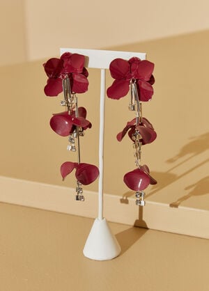 Crystal And Coated Petal Earrings, Rhododendron image number 1