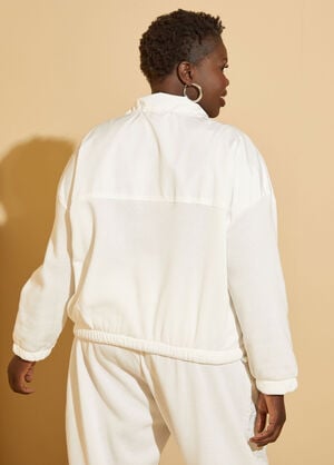 Fleece Paneled Pullover, Ivory image number 1