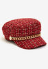 Metallic Plaid Tweed Cabbie Hat, Barbados Cherry image number 0