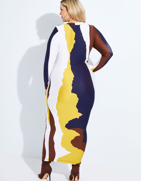 Abstract Print Maxi Dress, Multi image number 1