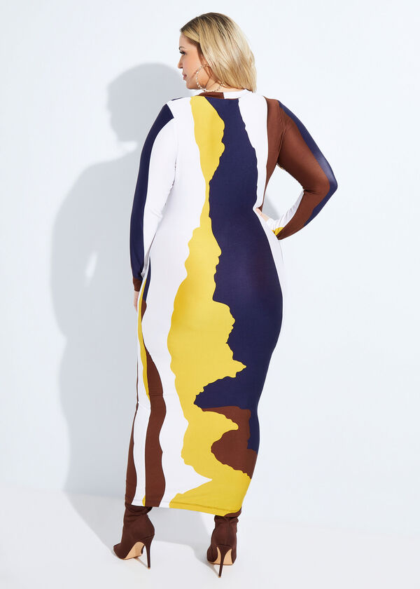 Abstract Print Maxi Dress, Multi image number 1