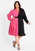 Pleated Two Tone A Line Dress, Black Combo image number 0