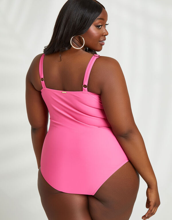 Nicole Miller Laced Up Swimsuit, Pink image number 1