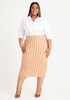 Printed Stretch Crepe Pencil Skirt, Camel Taupe image number 2