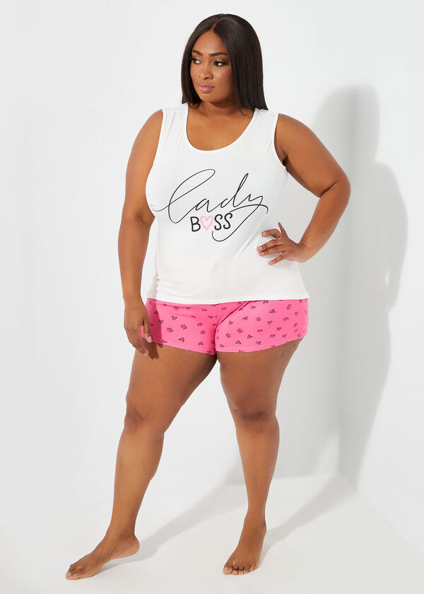 Cozy Couture Boss Shorts Set, White image number 0