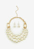 Tiered Faux Pearl Necklace Set, Gold image number 0