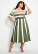 Belted Striped ALine Sweater Dress, Olive image number 0