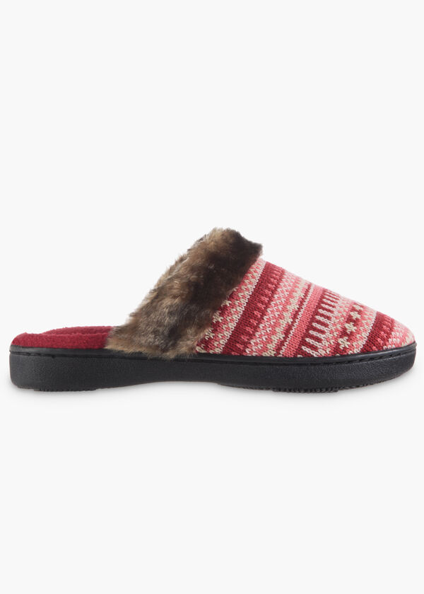Isotoner Callen Fair Isle Slippers, Red image number 1