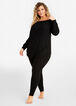 Cozy Lounge Ribbed Leggings, Black Combo image number 2