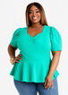 Plus Size Ruched Sweetheart Neck Peplum Top Ruched Plus Size Tops image number 0