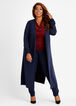 Plus Size Ruched Cuff Side Slit Maxi Duster Open Front Cardigan image number 0