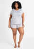 Kensie Printed PJ Shorts Set, Grey image number 2