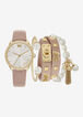 Gold Watch & Charm Bracelet Set, Foxglove image number 0