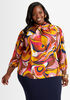 Twist Front Printed Crepe Blouse, Potters Clay image number 1