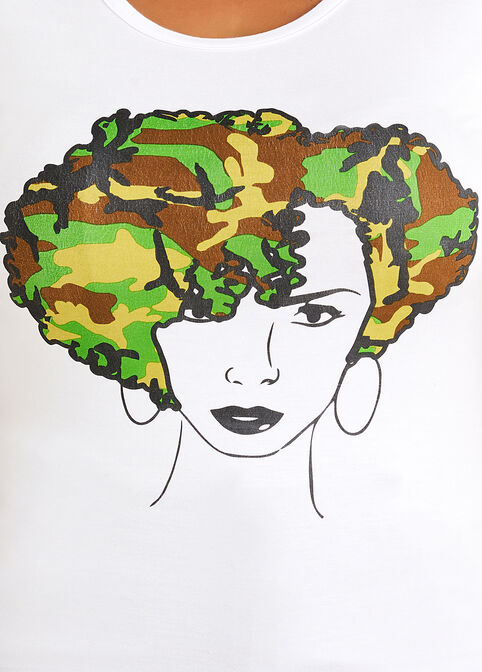 Camo Hair Woman Graphic Tee, White image number 1